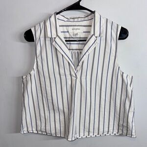 Banana Republic Blue and White Striped Sleeveless Top